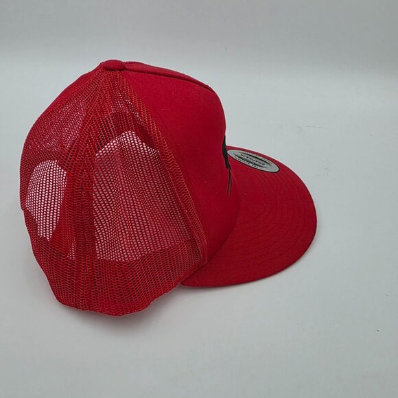 The Classics Red Mesh Trucker Hat Black Cat Face Snapback Cap - Picture 6 of 8